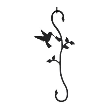 VILLAGE WROUGHT IRON Village Wrought Iron SH-D-18 Hummingbird w-Flower S-Hook - Black SH-D-18